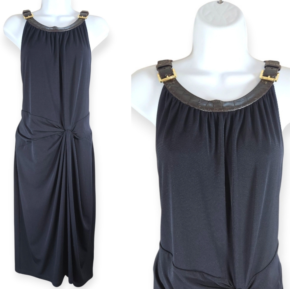 NWT Michael Kors black embellished bodycon halter dress Womens Xlarge